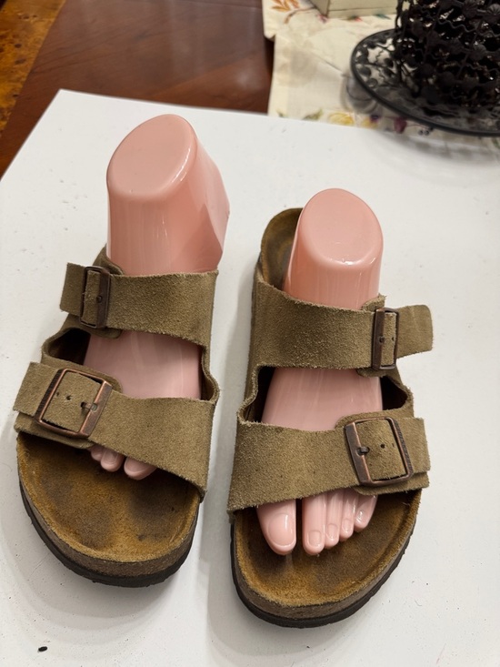 Men Birkenstock Suede Double-Buckle Slide Sandals in tupe main image 4